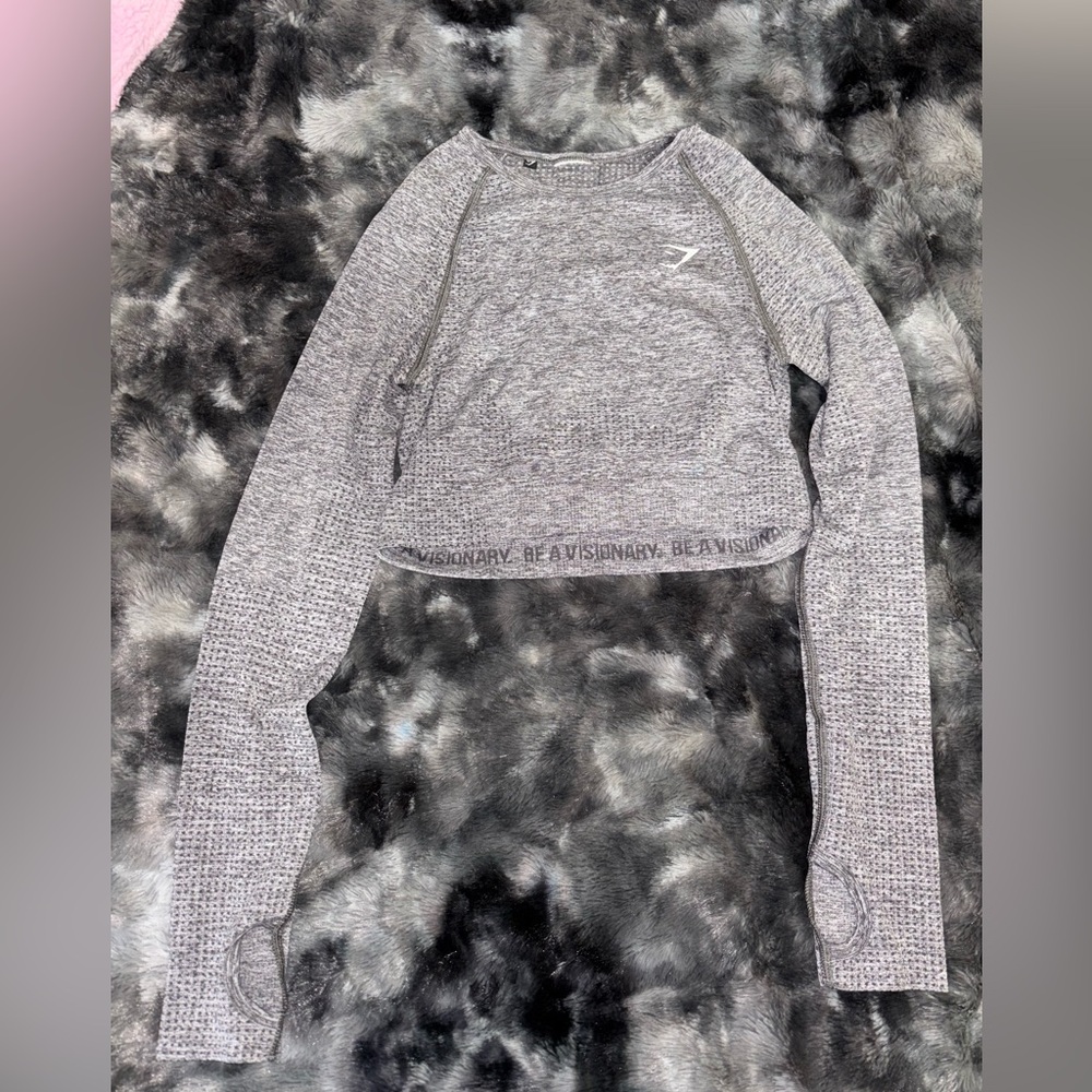 Gymshark Gray Long Sleeve Crop Top